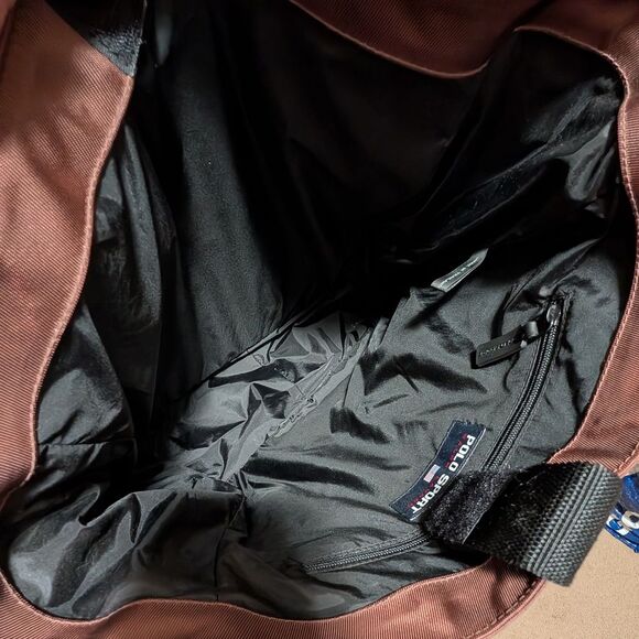 Vintage Polo Sport by Ralph Lauren Brown tote Bag Logo spell out brown laptop - Picture 7 of 10